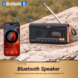 3 in 1 Solar Wind-up Rechargeable Portable Bluetooth FM DAB+ Radio Powerbank
