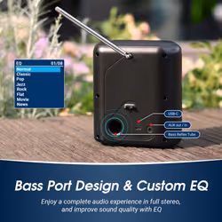 DAB+ FM Portable Radio Bluetooth Speaker Dual Alarm Clock