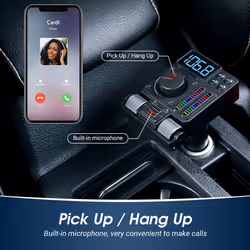 Bluetooth FM Transmitter for Vehicles, Hands-Free Car Kit with USB Port August CR235