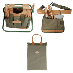 Garden Tool Stool, Kneeling Pad & Tool Belt Set (Khaki/Brown)