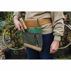 Adjustable Tool Belt Gardening Apron with PVC Lining (Khaki & Brown)