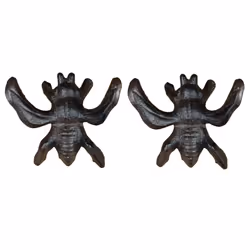 Cast Iron Novelty Door or Drawer Handles & Optional Mounting Bolt - 2 Bees & Bolts