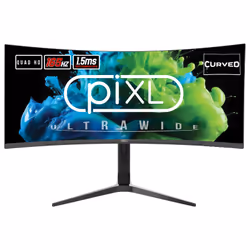 piXL CM34C7 34 Inch Ultrawide Gaming Monitor, 165Hz, 1.5ms, 3440x1440, HDMI, DisplayPort, USB Type-C, USB-B, USB-A x 2, Audio ...