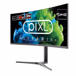 piXL CM34C7 34 Inch Ultrawide Gaming Monitor, 165Hz, 1.5ms, 3440x1440, HDMI, DisplayPort, USB Type-C, USB-B, USB-A x 2, Audio, Curve R1500, Height Adjustable, 3 Year Warranty computer monitor 86.4 cm (34") 3440 x 1440 pixels UltraWide Quad HD LED Black