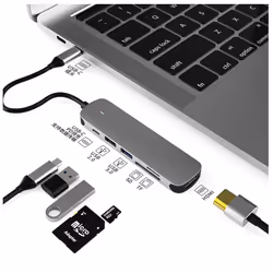 PREVO C605A laptop dock/port replicator Wired USB 3.2 Gen 1 (3.1 Gen 1) Type-C Silver - Additional view 4