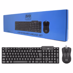 Evo Labs CM-500UK, Full-size (100%), Wired, USB, QWERTY, Black, Mouse included