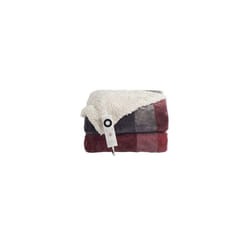 Velvety Electric Heated Throw grey and Red check - 135 x 180cm