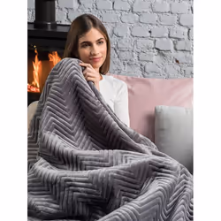 Dreamland Hurry Home Deluxe Velvet Warming Throw - Grey Herringbone - Additional view 8