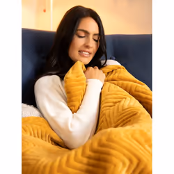 Dreamland Hurry Home Deluxe Velvet Warming Throw - Mustard Herringbone - Additional view 7