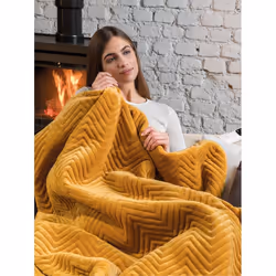 Dreamland Hurry Home Deluxe Velvet Warming Throw - Mustard Herringbone - Additional view 8