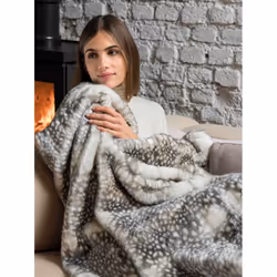 Dreamland Hygge Days Luxury Faux Fur Warming Throw - Fallow Deer Print - Additional view 7