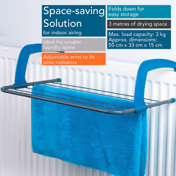 Beldray 6-Bar Attachable Airer, 6 Hand, Foldable Arms With Drying Rack