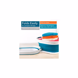 LA034816TQ Collapsible Laundry Basket - Foldable Clothes Basket, 37 L Washing Tub, Large Collapsible Laundry Bin with Carry Handles, Pop Up Laundry