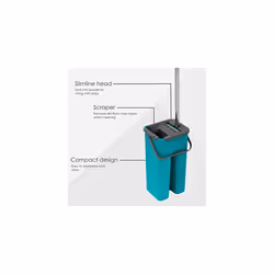 Beldray LA067234EU Space Saving Flat Head Microfibre Mop and Bucket Set, Built-in Wringer & Dirt-Removing Scraper, Compact for an Easy Stora