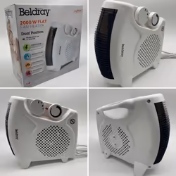Beldray Electric Upright/Flatbed Fan Heater 2000W Portable Thermostat