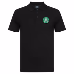 Celtic FC Mens Polo Shirt Crest OFFICIAL Football Gift - Black, XL