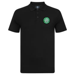 Celtic FC Mens Polo Shirt Crest OFFICIAL Football Gift - Black, XL
