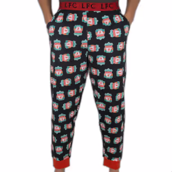 Liverpool FC Official Football Gift Mens Lounge Pants Pyjama Bottoms - Black, Large