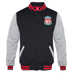 Liverpool FC Official Football Gift Mens Retro Varsity Baseball Jacket - Black, Large