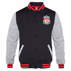 Liverpool FC Official Football Gift Mens Retro Varsity Baseball Jacket - Black, 3XL