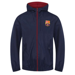 FC Barcelona Official Football Gift Boys Shower Jacket Windbreaker - Navy Blue, 8-9 Years