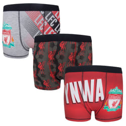 Liverpool FC Boys Boxer Shorts 3 Pack Crest Kids OFFICIAL Football Gift - Multi, 11-12 Years