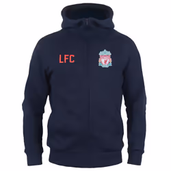 Liverpool FC Boys Hoody Zip Fleece Kids OFFICIAL Football Gift - Navy Blue, 6-7 Years