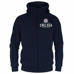 Chelsea FC Official Football Gift Mens Fleece Zip Hoody - Navy Blue, 2XL