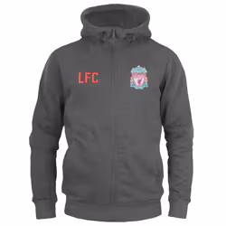 Liverpool FC Boys Hoody Zip Fleece Kids OFFICIAL Football Gift - Grey, 6-7 Years
