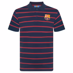 FC Barcelona Mens Polo Shirt Striped OFFICIAL Football Gift - Navy Blue, Medium