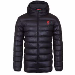Liverpool FC Mens Jacket Hooded Winter Quilted OFFICIAL Football Gift - Black, 3XL