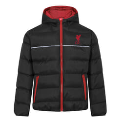 Liverpool FC Official Football Gift Boys Quilted Hooded Winter Jacket - Black, 2-3 Years