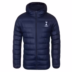 Tottenham Hotspur FC Official Football Gift Mens Quilted Hooded Winter Jacket - Navy Blue, Small