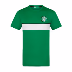 Celtic FC Official Football Gift Mens Poly Training Kit T-Shirt - Green White Stripe, 3XL