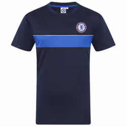 Chelsea FC Official Football Gift Mens Poly Training Kit T-Shirt - Navy/Royal Stripe, XL