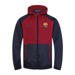 FC Barcelona Official Football Gift Boys Shower Jacket Windbreaker - Navy Red, 12-13 Years