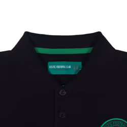 Celtic FC Official Football Gift Mens Crest Polo Shirt - Black Contrast Sleeve, Small