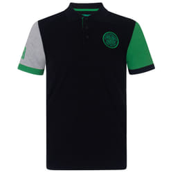 Celtic FC Official Football Gift Mens Crest Polo Shirt - Black Contrast Sleeve, XL