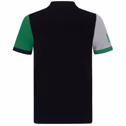 Celtic FC Official Football Gift Mens Crest Polo Shirt - Black Contrast Sleeve, XL