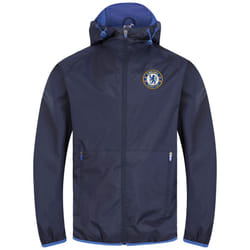 Chelsea FC Official Football Gift Mens Shower Jacket Windbreaker - Navy Peak Hood, Small