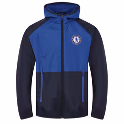 Chelsea FC Official Football Gift Boys Shower Jacket Windbreaker - Navy Blue, 6-7 Years