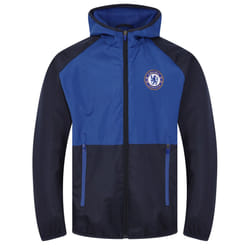 Chelsea FC Official Football Gift Boys Shower Jacket Windbreaker - Navy Blue, 8-9 Years