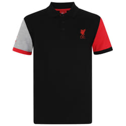 Liverpool FC Official Football Gift Mens Crest Polo Shirt - Black Contrast Sleeve, Small