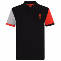 Liverpool FC Official Football Gift Mens Crest Polo Shirt - Black Contrast Sleeve, Medium