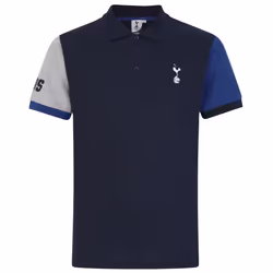 Tottenham Hotspur FC Official Football Gift Mens Crest Polo Shirt - Navy Contrast Sleeve, Medium