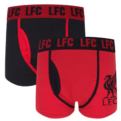 Liverpool FC Official Football Gift Mens Crest Premium Boxer Shorts - Red 2 Pack, Large