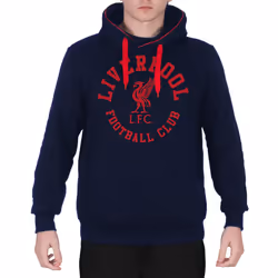 Liverpool FC Official Football Gift Mens Graphic Fleece Hoody - Navy Blue, Small