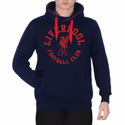 Liverpool FC Official Football Gift Mens Graphic Fleece Hoody - Navy Blue, Medium