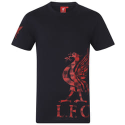 Liverpool FC Official Football Gift Mens Graphic T-Shirt - Navy Sleeve Logo, Large