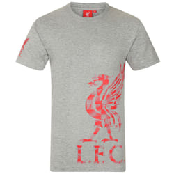Liverpool FC Official Football Gift Mens Graphic T-Shirt - Grey Sleeve Logo, Large